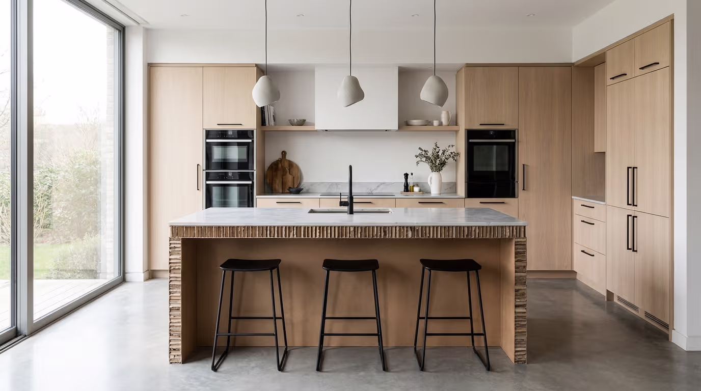 Kitchen carcass and island built with Sustainable Ply panels